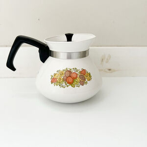 Vintage CorningWare P104-B 900 ml Spice of Life Coffee Pot White Farmhouse